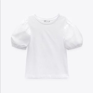 Zara White Puff Sleeve Top